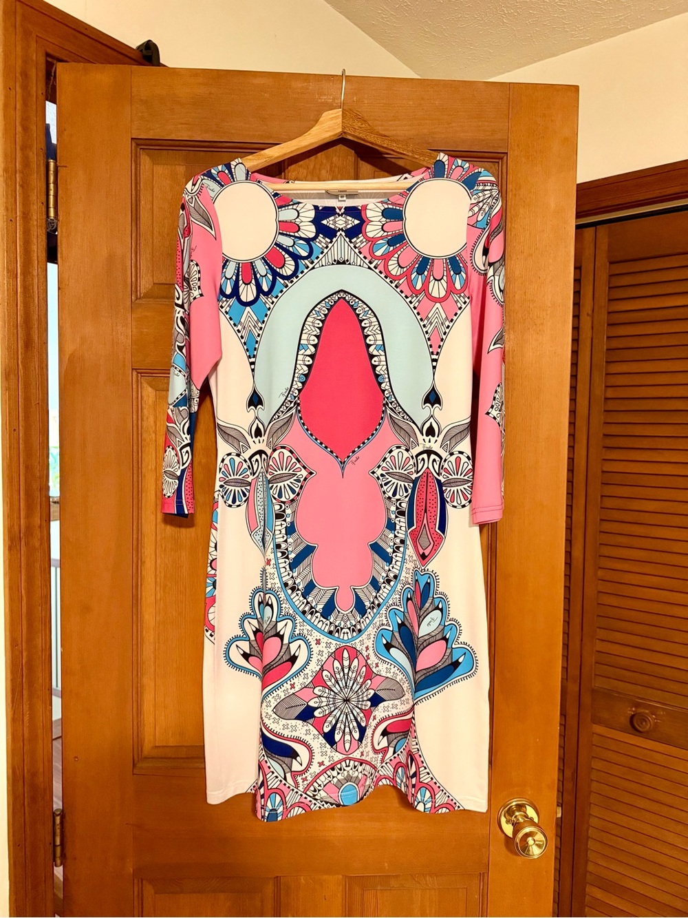 Emilio Pucci Pink, Light Blue & Cream Silk Jersey Mini Shift Dress